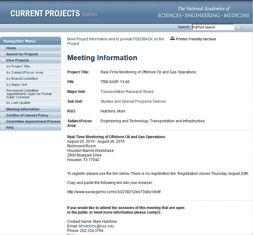 NAS meeting page